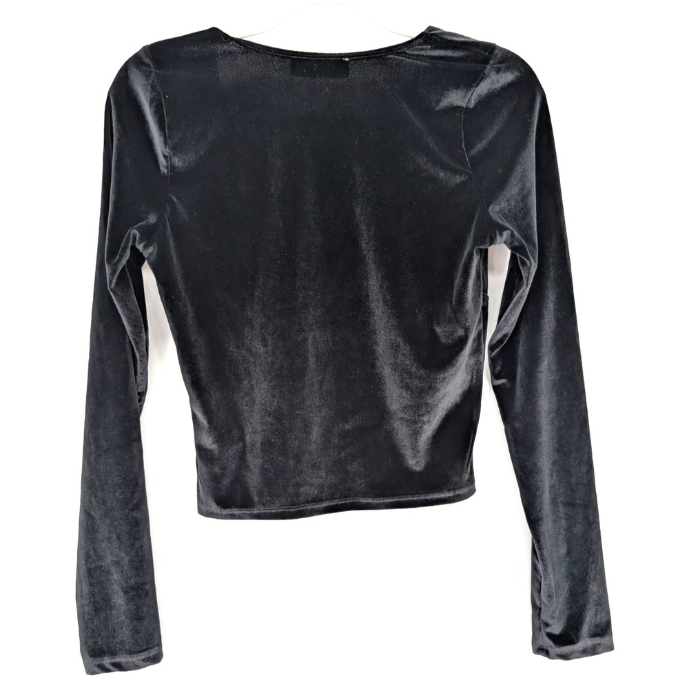 Hollister Black Velvet Whimsigoth Renaissance Dark Fairy Corset Milkmaid Top Med - Picture 2 of 10